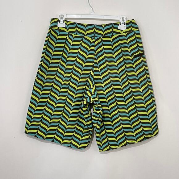 Patagonia Wavefarer Board Shorts Mens 30 Green Stripe Zip Pockets 10" Swim Trunk - Picture 3 of 9